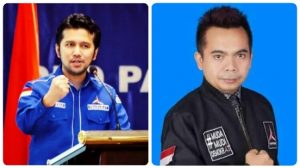 inCollage_20210306_161808016.jpg Plt Ketua DPD Demokrat Jatim Emir Dardak - tangan kepal keatas - dan Ketua DPD Demokrat Jombang Gus Sentot - tangan ngepal ke dada