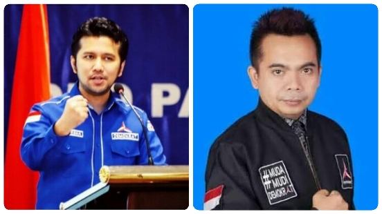 Plt Ketua DPD Demokrat Jatim Emir Dardak - tangan kepal keatas - dan Ketua DPD Demokrat Jombang Gus Sentot - tangan ngepal ke dada