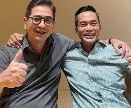 Calon Ketua Umum Kadin Indonesia Arsjad Rasjid (kiri) dan Anindya Bakrie