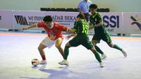 Pertandingan perdana Kontingen Kabupaten Bogor Tim Futsal Putra di GOR Bang Yan, Kota Bekasi. Rabu (28/10/2026). Tim Futsal Putra berhasil menaham imbang dengan skor alhir 0 : 0. Foto : Humas Kontingen.